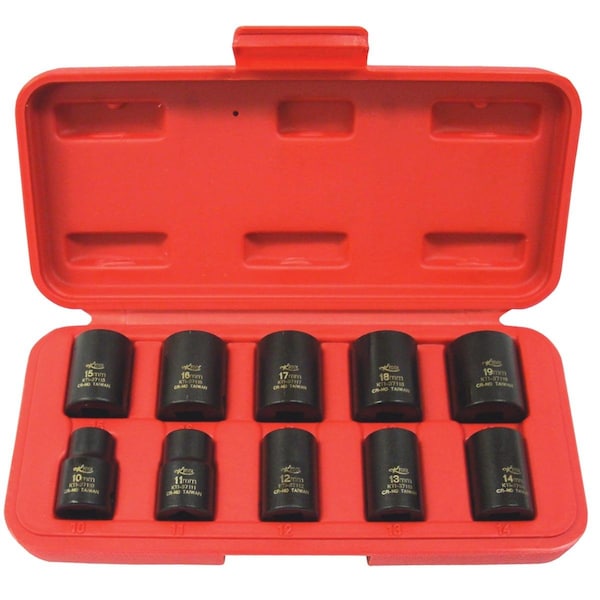 Mtrc Stnd Impct Socket Set, 3/8"Dr, 10pcs.